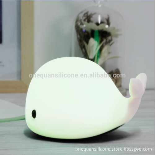 LED Colorful Silicone Little whale Night Light Kids Baby Bedside Lamp Atmosphere Led Gift Lights For Children Frien